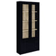 Vitrina Hawthorne de 4 estantes con puertas de vidrio y cajones, color negro