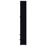 Vitrina Hawthorne de 4 estantes con puertas de vidrio y cajones, color negro