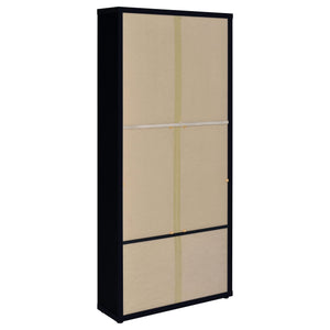 Vitrina Hawthorne de 4 estantes con puertas de vidrio y cajones, color negro