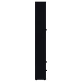 Vitrina Hawthorne de 4 estantes con puertas de vidrio y cajones, color negro