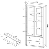 Vitrina Hawthorne de 4 estantes con puertas de vidrio y cajones, color negro
