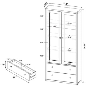 Vitrina Hawthorne de 4 estantes con puertas de vidrio y cajones, color negro