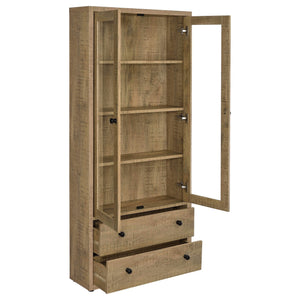 Gabinete alto Hawthorne de 4 estantes con puertas de vidrio y cajones en mango