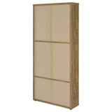 Gabinete alto Hawthorne de 4 estantes con puertas de vidrio y cajones en mango