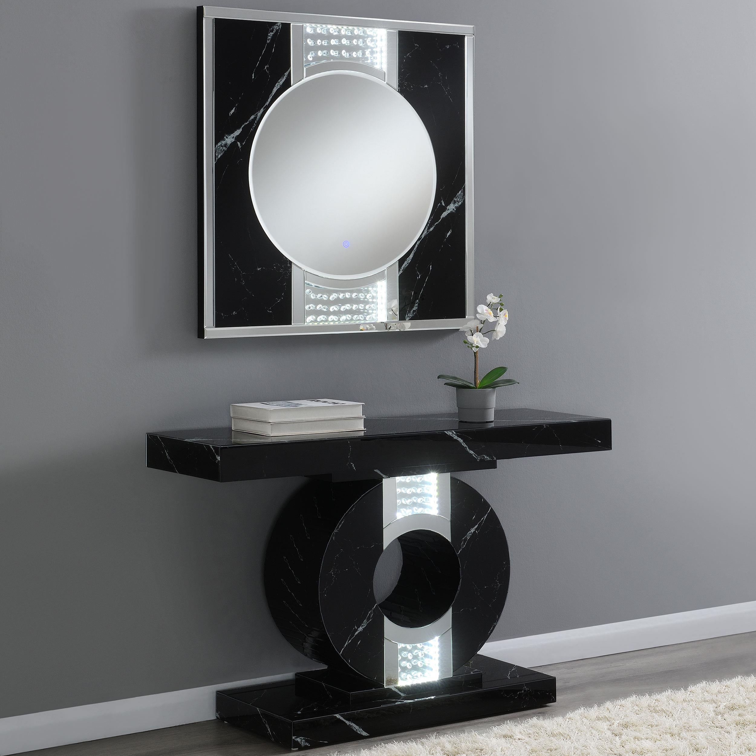 Eliana Geometric Console Table with LED Lighting Black