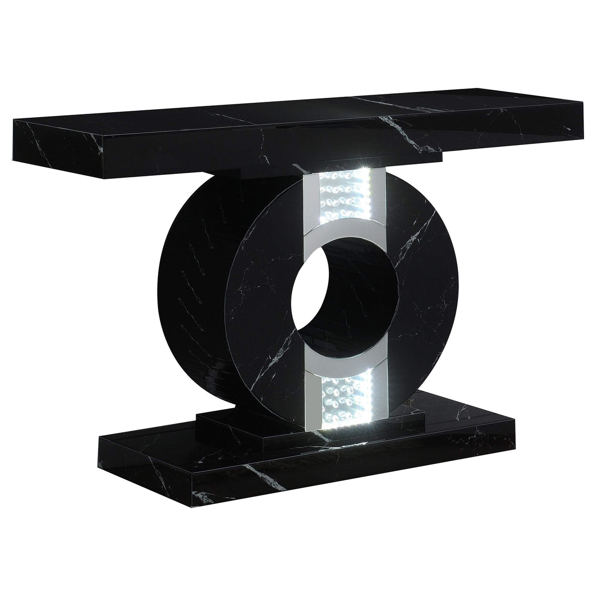 Consola geométrica Eliana con iluminación LED negra