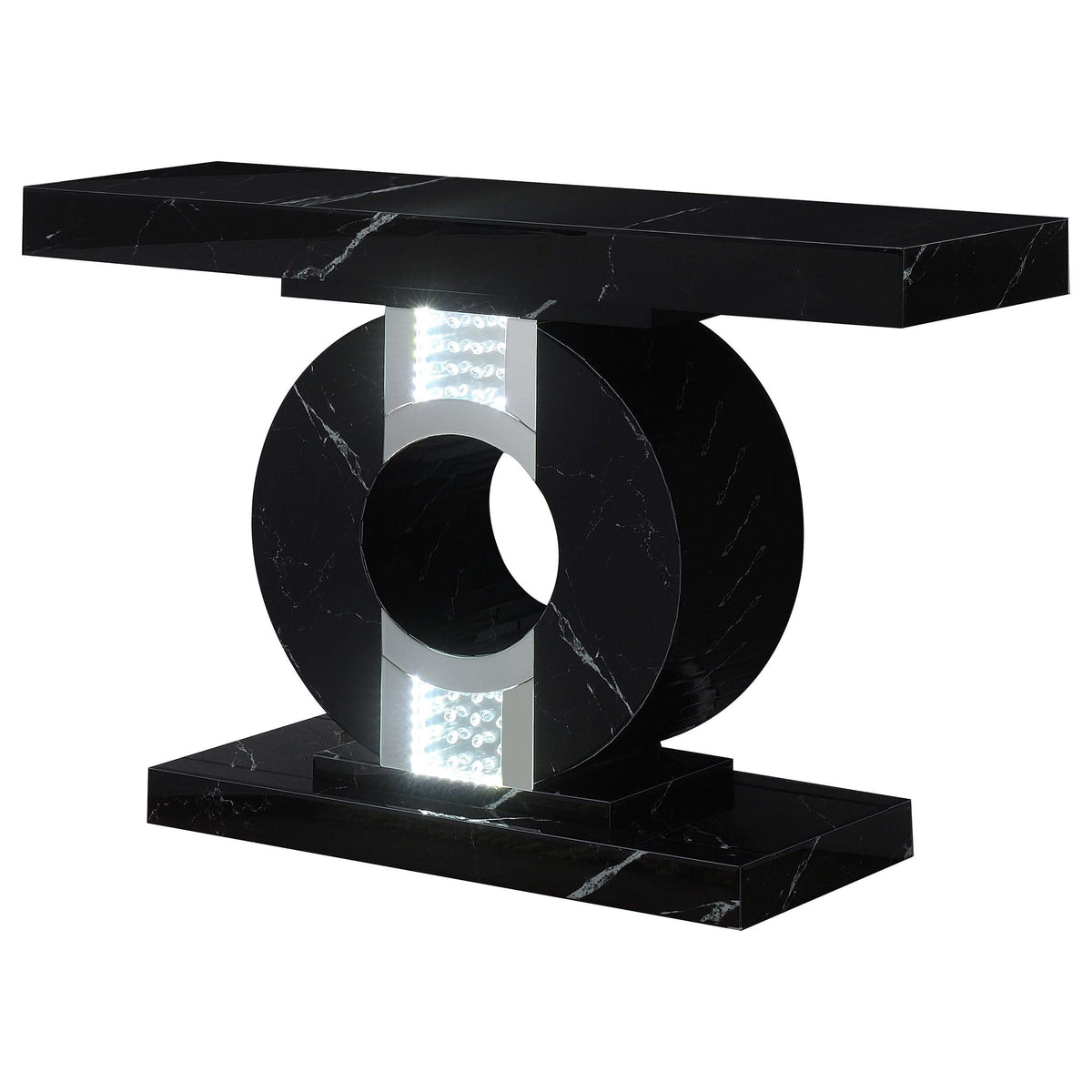 Consola geométrica Eliana con iluminación LED negra