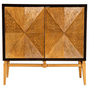 Zira 2-door Wood Parquet Storage Accent Cabinet Brown