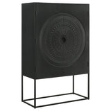 Gabinete decorativo Jenna de 2 puertas de madera de mango con diseño de mandala, color negro