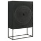 Gabinete decorativo Jenna de 2 puertas de madera de mango con diseño de mandala, color negro
