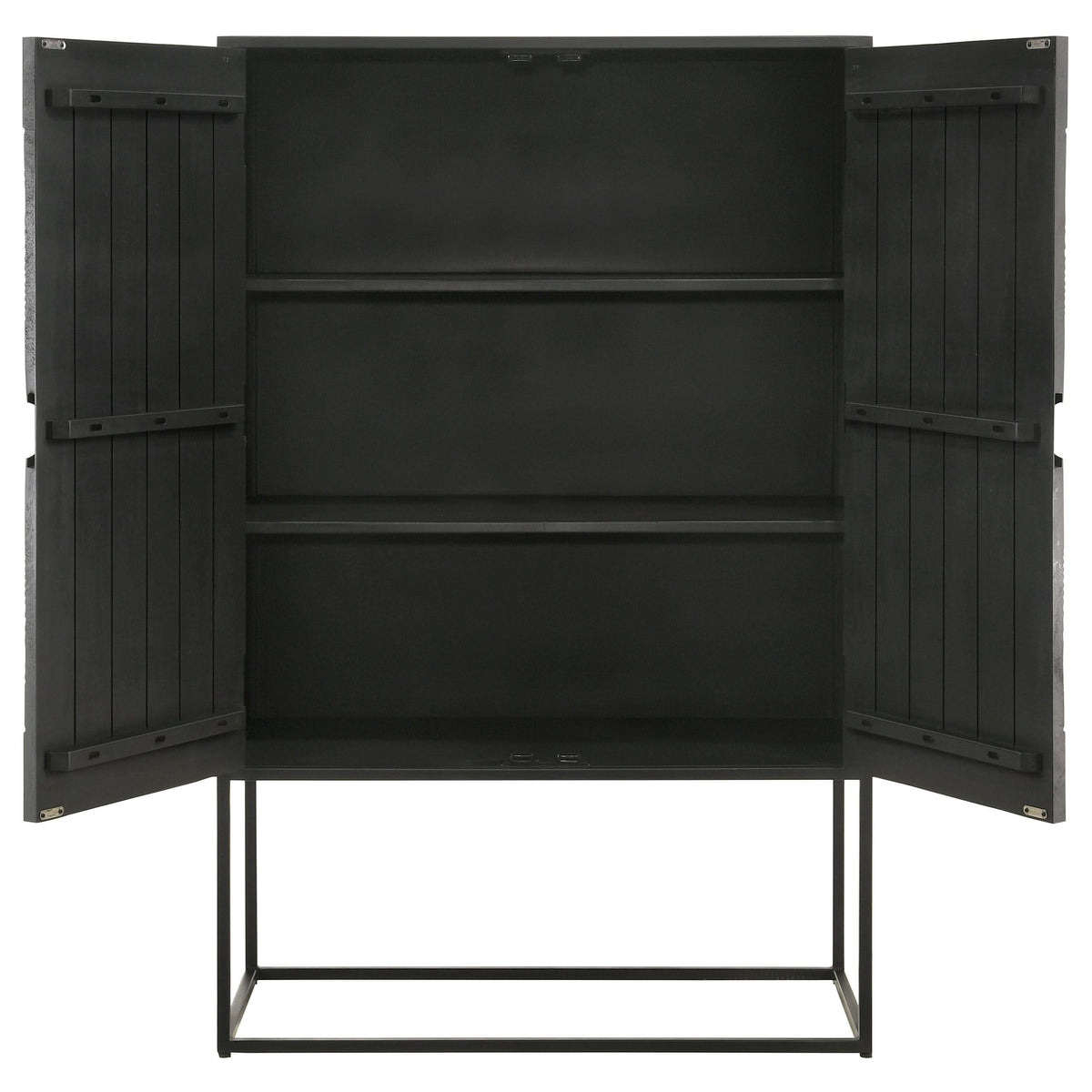 Gabinete decorativo Jenna de 2 puertas de madera de mango con diseño de mandala, color negro