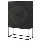 Gabinete decorativo Jenna de 2 puertas de madera de mango con diseño de mandala, color negro