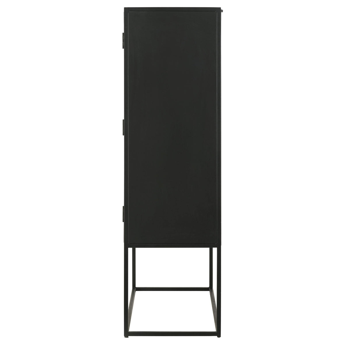 Gabinete decorativo Jenna de 2 puertas de madera de mango con diseño de mandala, color negro