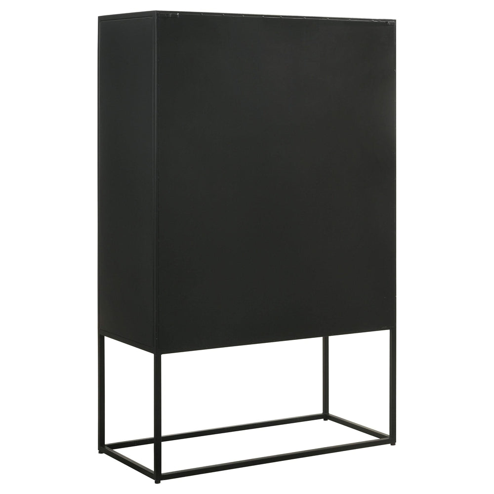 Gabinete decorativo Jenna de 2 puertas de madera de mango con diseño de mandala, color negro