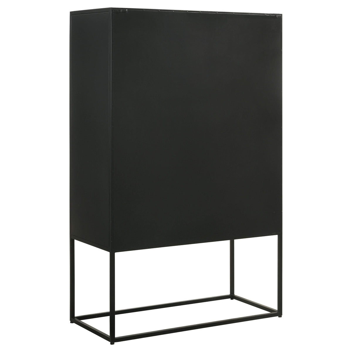 Gabinete decorativo Jenna de 2 puertas de madera de mango con diseño de mandala, color negro