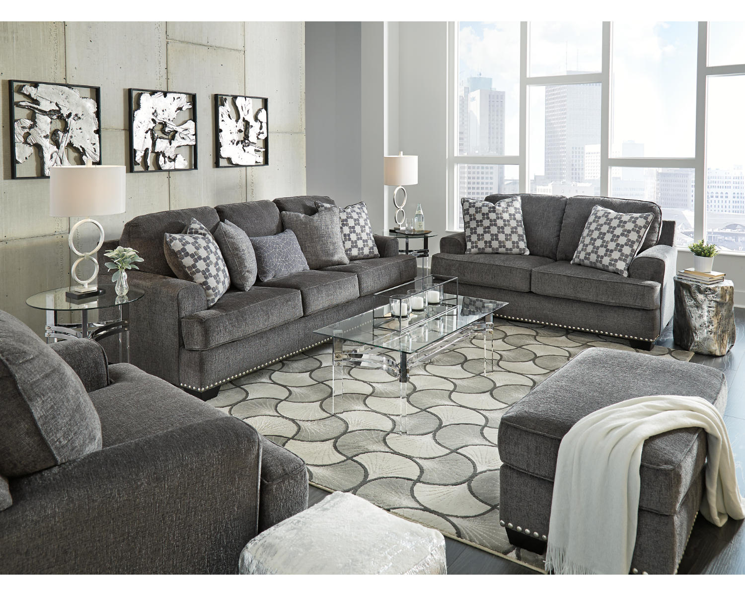 Locklin Sofa, Loveseat, Chair, and Ottoman