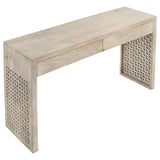 Consola de entrada de madera con dos cajones Rickman, color blanco lavado