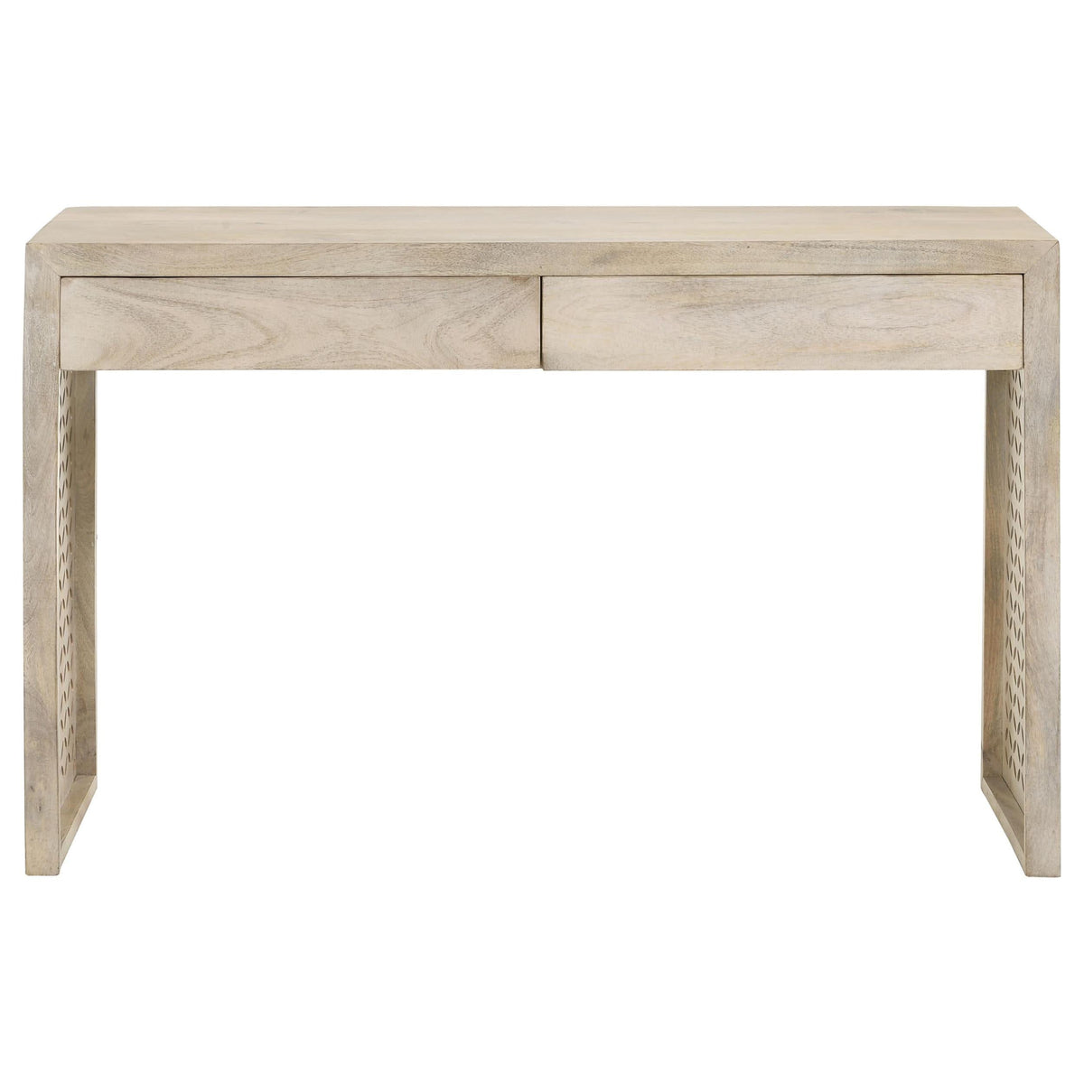 Consola de entrada de madera con dos cajones Rickman, color blanco lavado