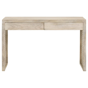 Consola de entrada de madera con dos cajones Rickman, color blanco lavado