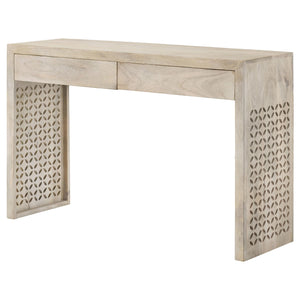 Consola de entrada de madera con dos cajones Rickman, color blanco lavado