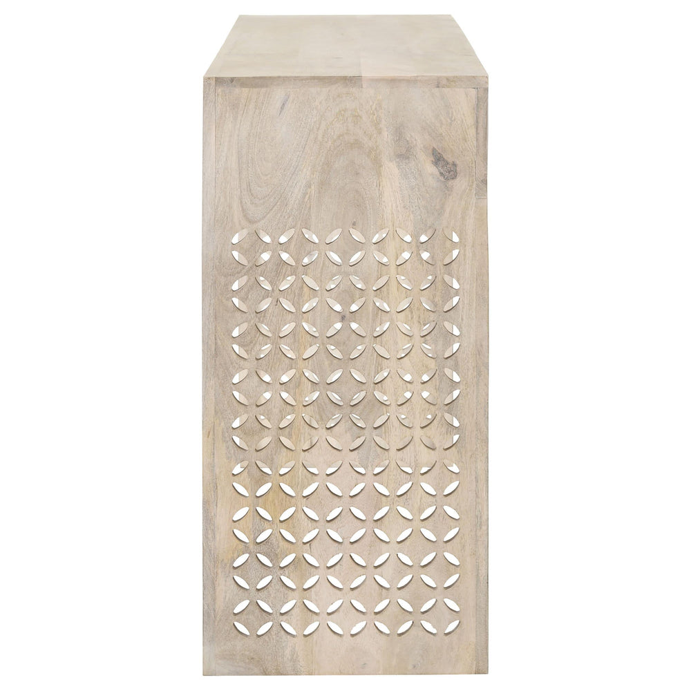 Consola de entrada de madera con dos cajones Rickman, color blanco lavado