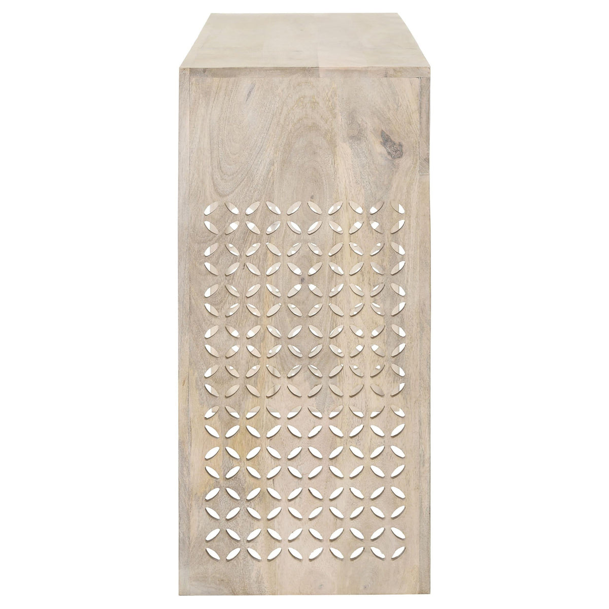 Consola de entrada de madera con dos cajones Rickman, color blanco lavado