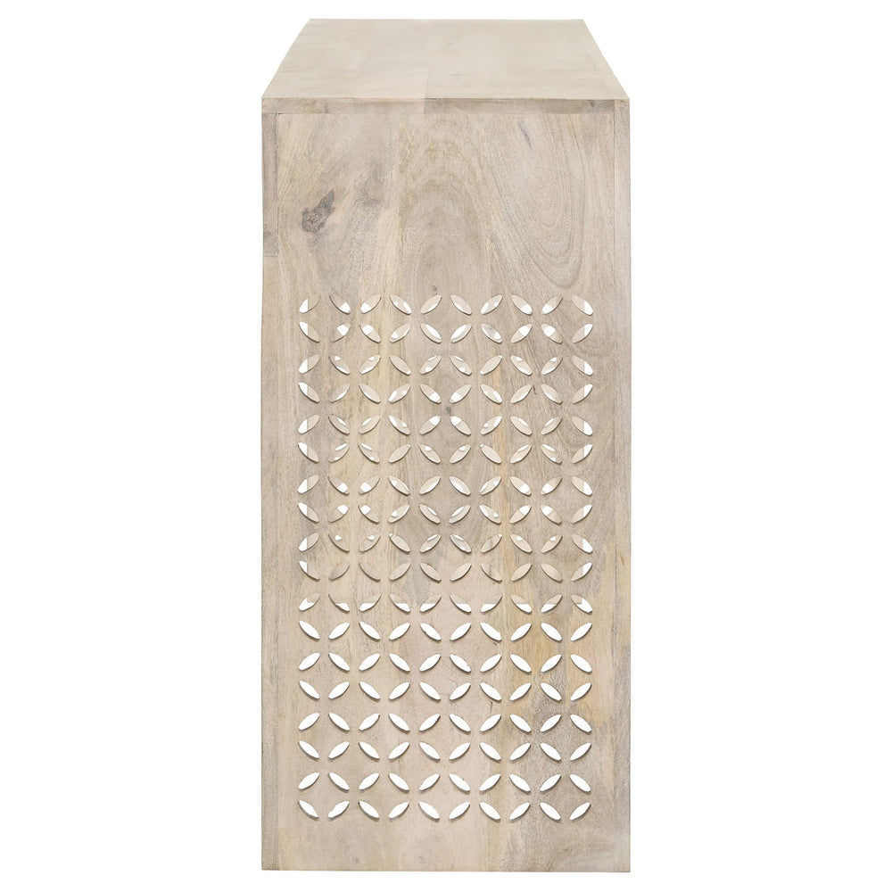 Consola de entrada de madera con dos cajones Rickman, color blanco lavado