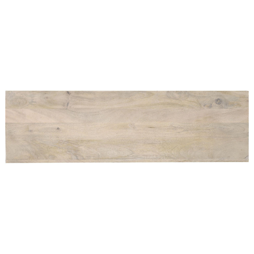 Consola de entrada de madera con dos cajones Rickman, color blanco lavado