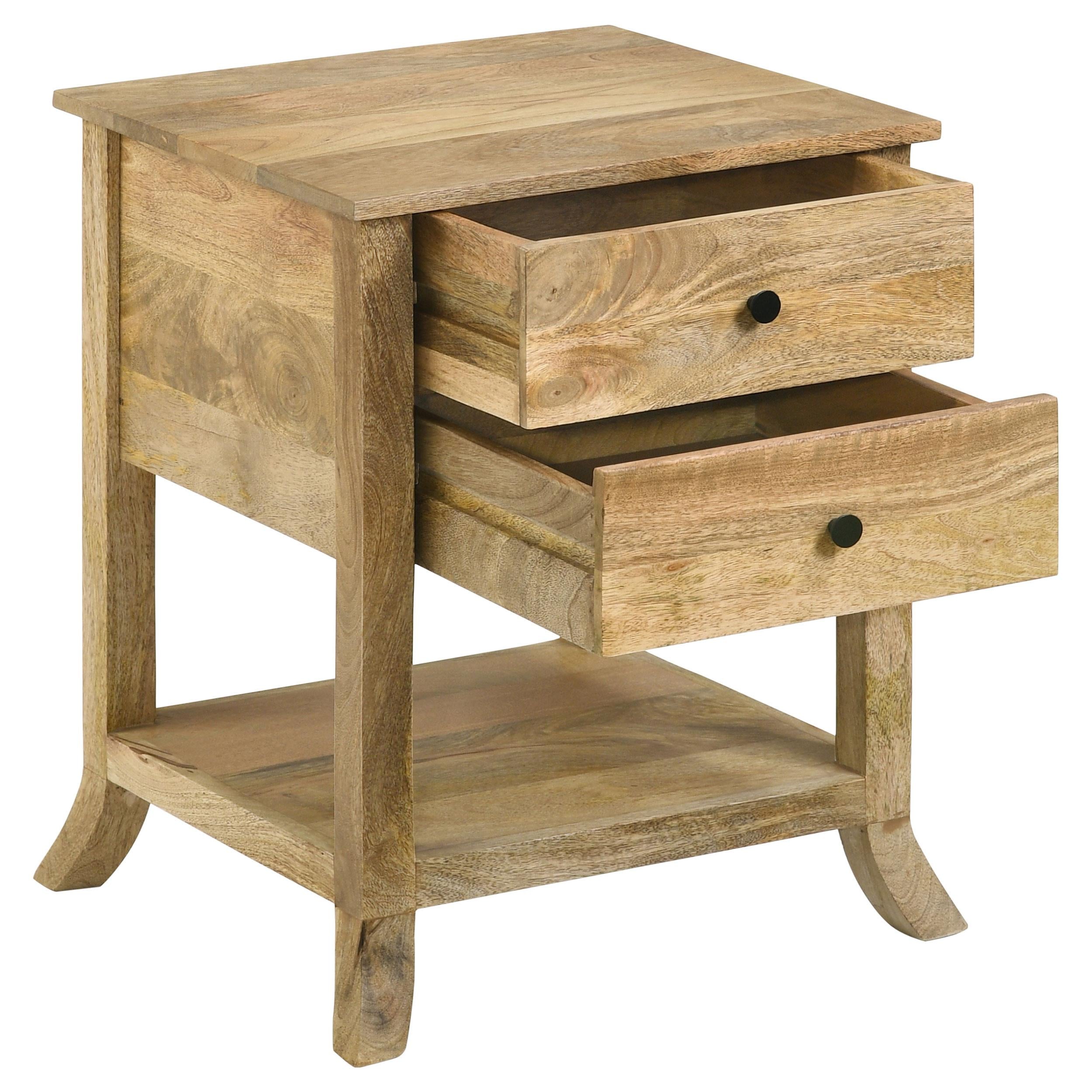 Russo 2-drawer Accent Side End Table Natural Mango