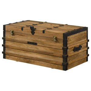 Baúl de almacenamiento de madera Simmons natural y negro