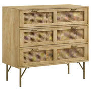Zamora 3-drawer Wood Accent Cabinet with Woven Cane Natural