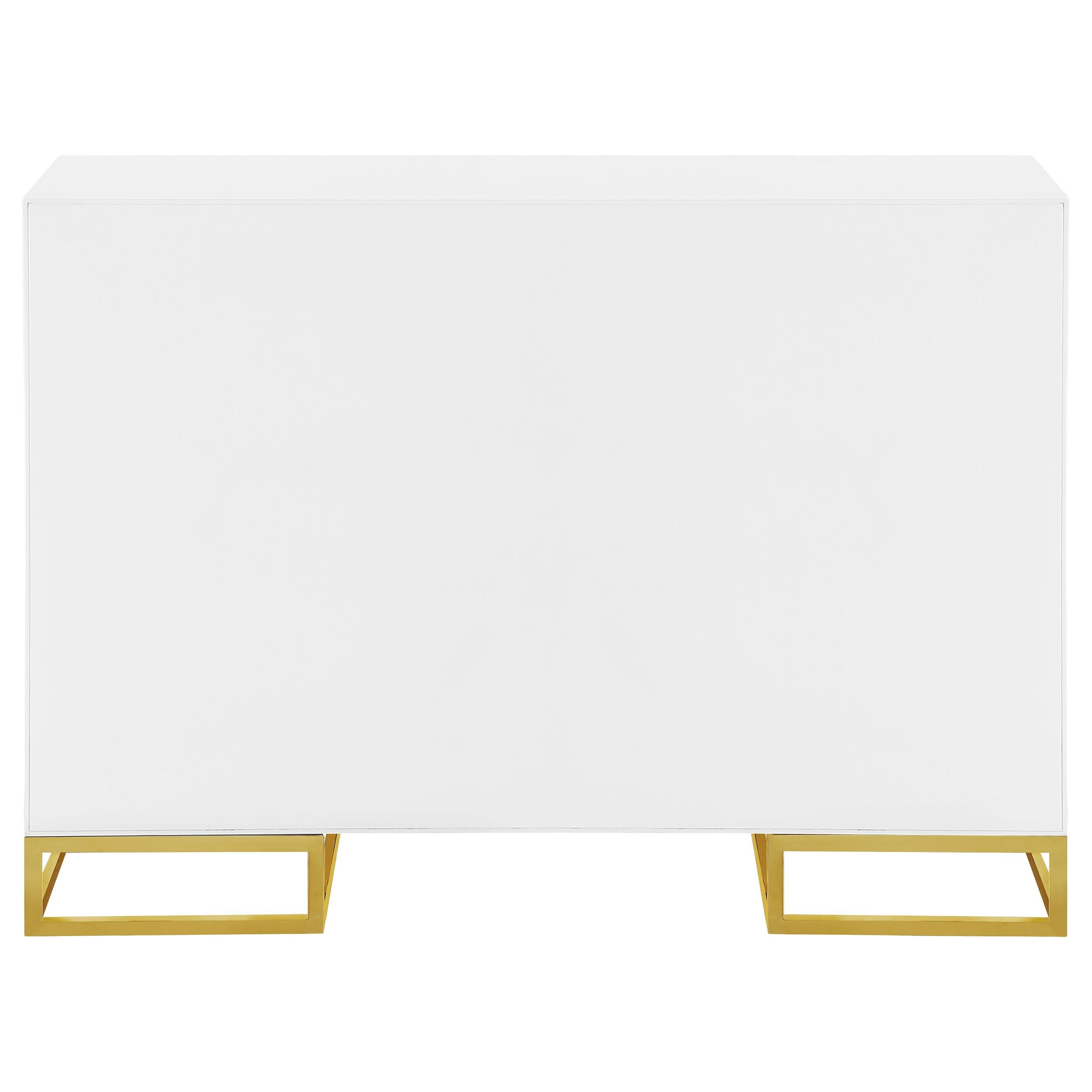 Elsa 2-door Wood Storage Accent Cabinet White and Gold
