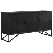 Riddell 3-door Wood Reeding Accent Cabinet Matte Black