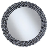 Espejo de pared redondo de cristal Claudette de 32 x 32 pulgadas, color gris