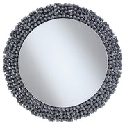 Claudette 32 x 32 Inch Round Crystal Wall Mirror Grey