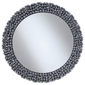 Espejo de pared redondo de cristal Claudette de 32 x 32 pulgadas, color gris