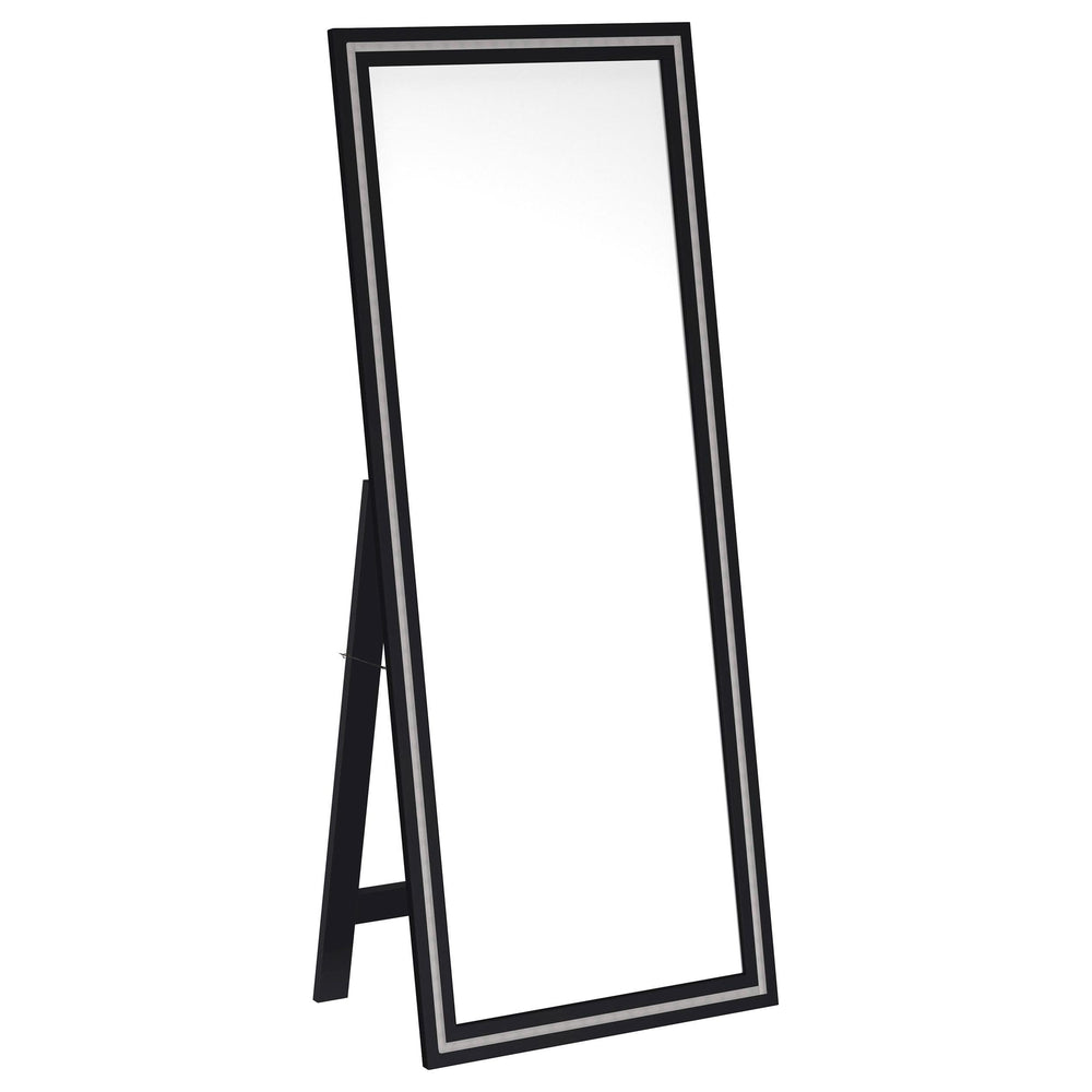 Espejo de pie Windrose LED templado de 28 x 67 pulgadas, negro