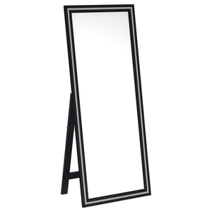 Espejo de pie Windrose LED templado de 28 x 67 pulgadas, negro