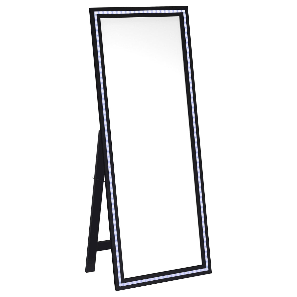 Espejo de pie Windrose LED templado de 28 x 67 pulgadas, negro