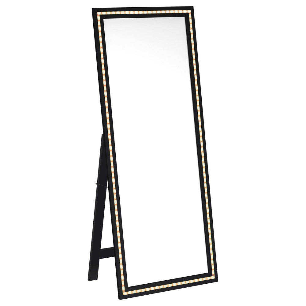 Espejo de pie Windrose LED templado de 28 x 67 pulgadas, negro