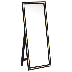Espejo de pie Windrose LED templado de 28 x 67 pulgadas, negro