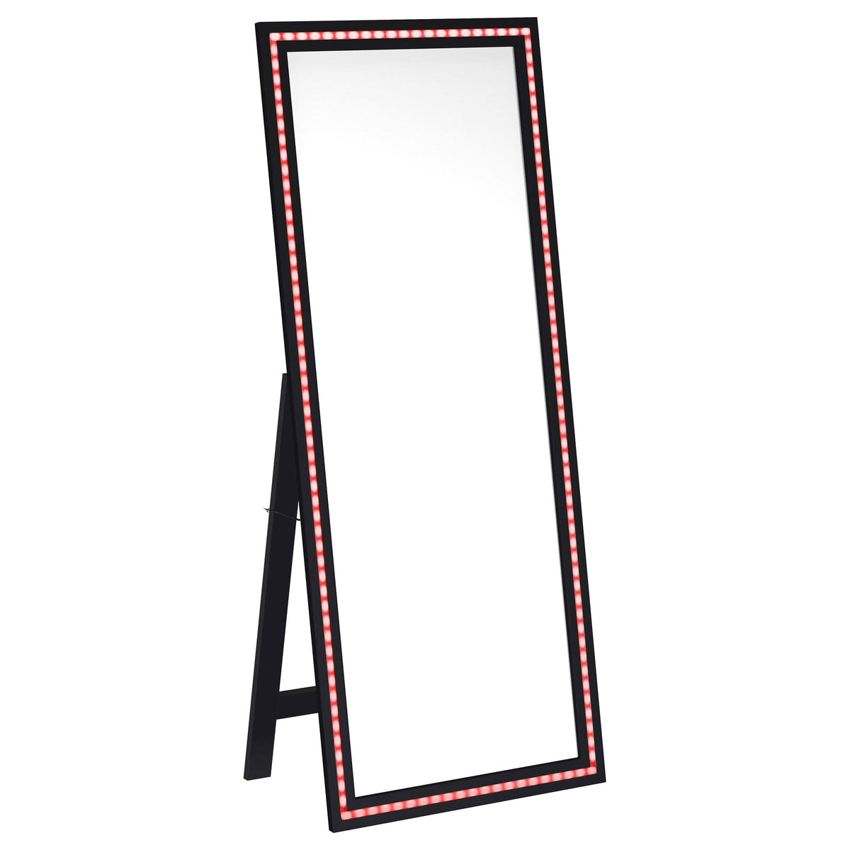 Espejo de pie Windrose LED templado de 28 x 67 pulgadas, negro