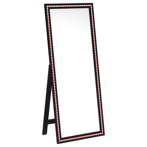 Espejo de pie Windrose LED templado de 28 x 67 pulgadas, negro