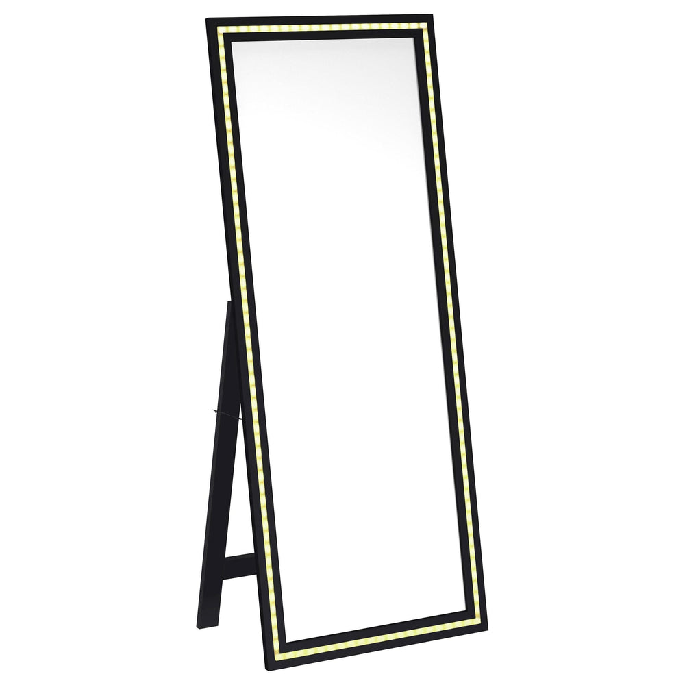 Espejo de pie Windrose LED templado de 28 x 67 pulgadas, negro