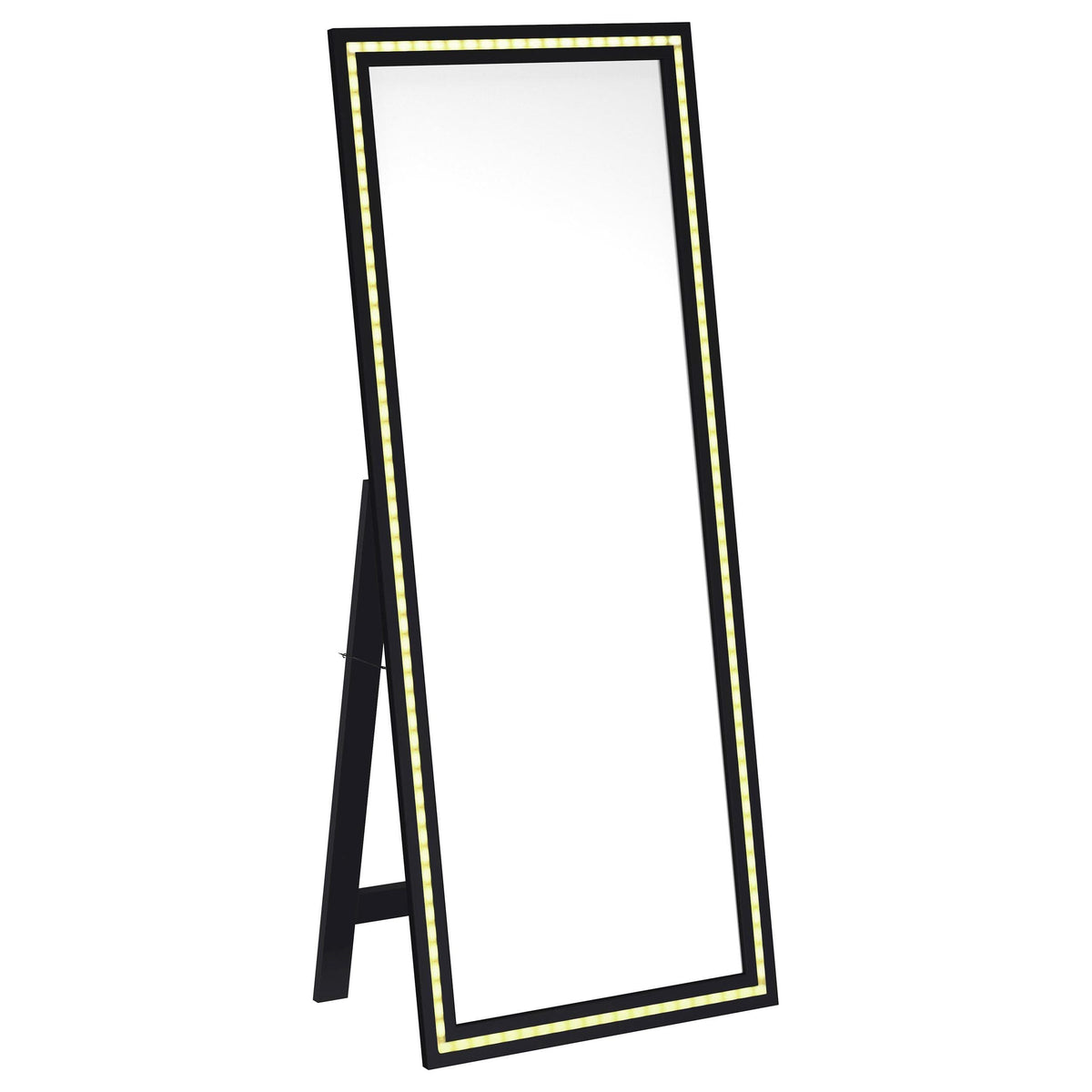 Espejo de pie Windrose LED templado de 28 x 67 pulgadas, negro