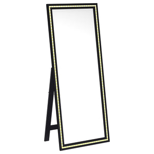 Espejo de pie Windrose LED templado de 28 x 67 pulgadas, negro