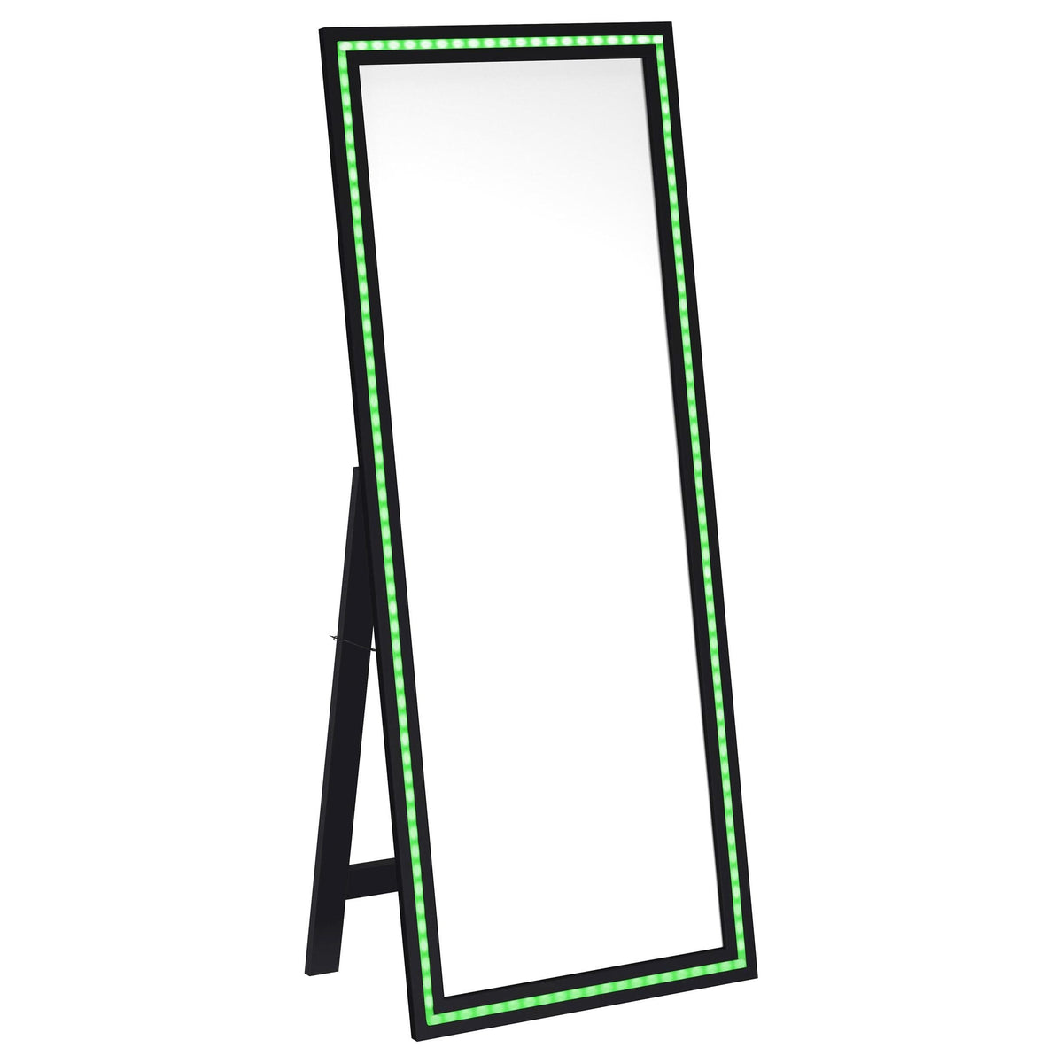 Espejo de pie Windrose LED templado de 28 x 67 pulgadas, negro