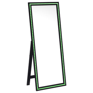Espejo de pie Windrose LED templado de 28 x 67 pulgadas, negro