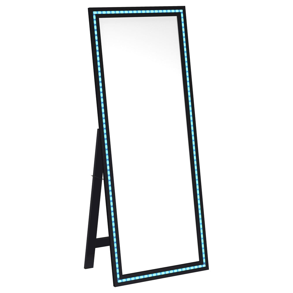 Espejo de pie Windrose LED templado de 28 x 67 pulgadas, negro