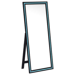 Espejo de pie Windrose LED templado de 28 x 67 pulgadas, negro